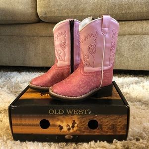 Shiny Pink Toddler Western Boot